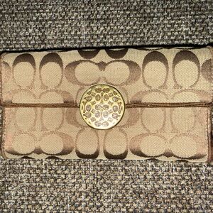 Coach Alexandra Signature Slim Envelope Wallet Brown & Tan $25
